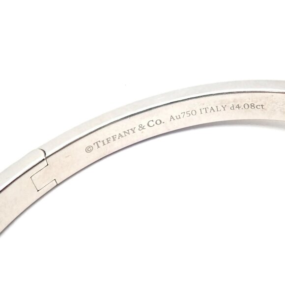 Authentic! Tiffany & Co 18k White Gold Diamond T1 Wide Hinged Bangle Bracelet - Picture 8 of 13